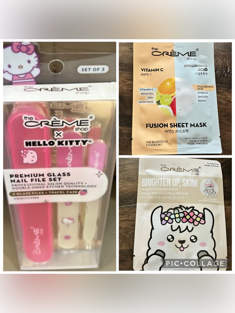 NIB Creme Shop Bundle Glass Nail File Set, Fusion Face Mask & Brighten Up Mask